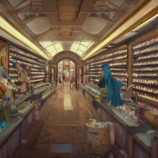 Image similar to modern coin shop with a lot of coins, 4 k, octane, digital painting, artstation, concept art, sharp focus, illustration, art by artgerm and greg rutkowski and alphonse mucha