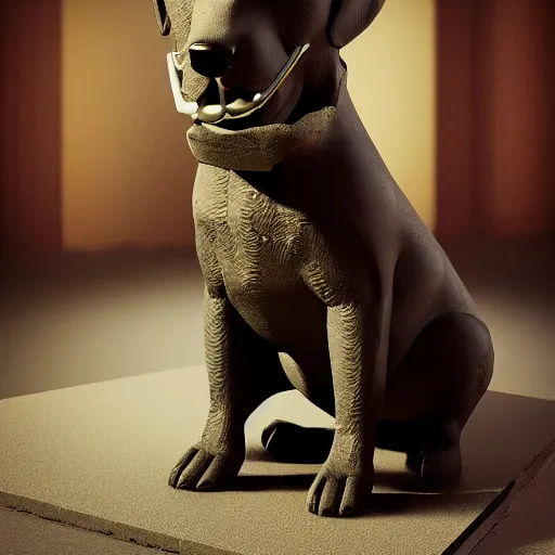 Prompt: puppy as a mafia gangster, statue, 4k, volumetric lighting, hyper realistic