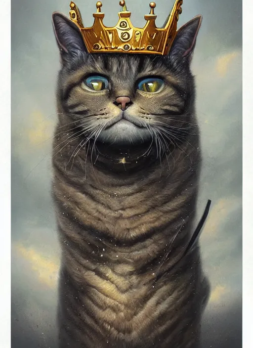 Image similar to ultra realist soft painting of a nuclear bomb explosion, a humanoid cat king with a crown, partial symmetry accurate features, very intricate details, focus, curvy, award winning, artstyle tom bagshaw