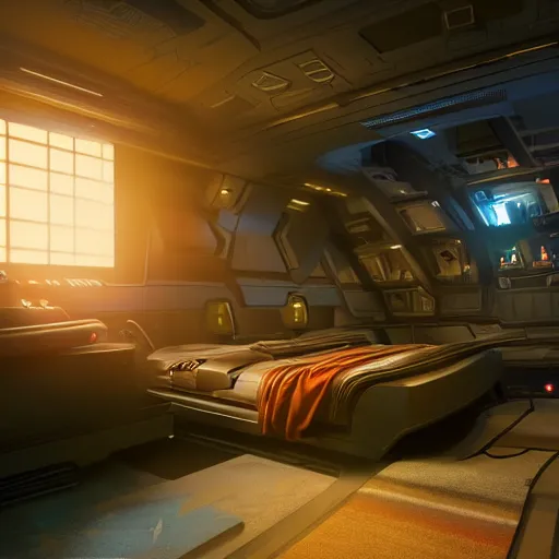 a bedroom on a starship, intense sci - fi details, | Stable Diffusion ...