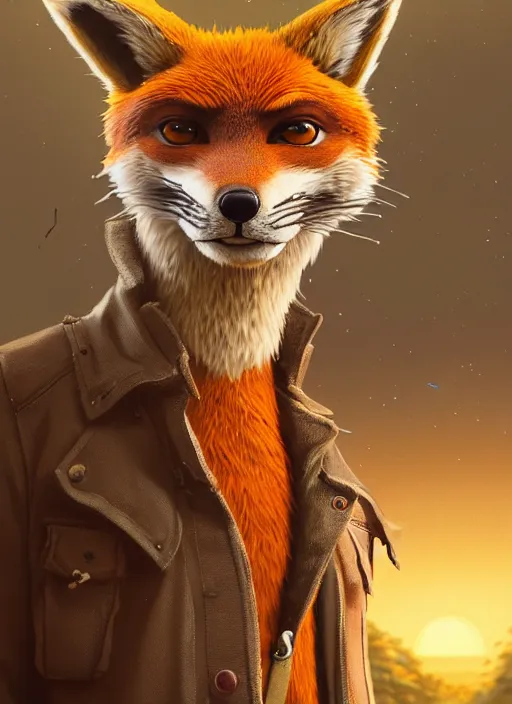 Image similar to highly detailed portrait fantastic mr fox in gta v, stephen bliss, unreal engine, fantasy art by greg rutkowski, loish, rhads, ferdinand knab, makoto shinkai and lois van baarle, ilya kuvshinov, rossdraws, tom bagshaw, global illumination, radiant light, detailed and intricate environment