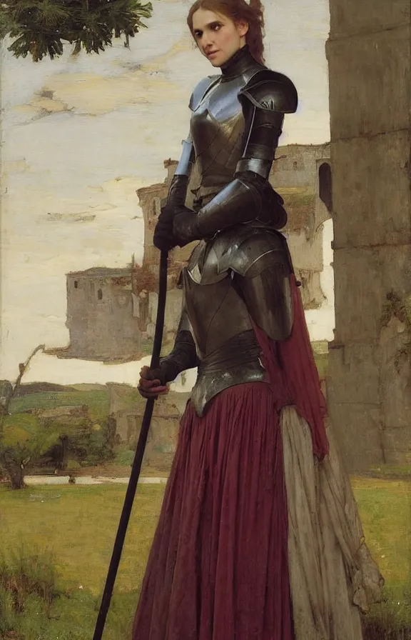 Image similar to kim wexler as a medieval knight by John William Waterhouse, William Adolphe Bouguereau