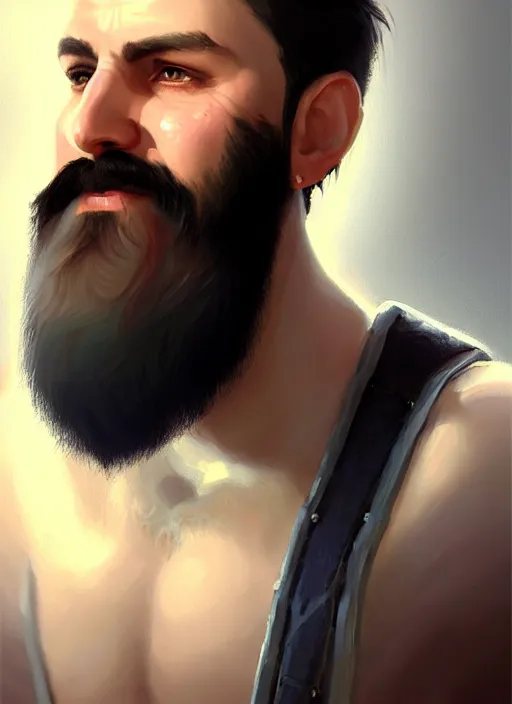 Image similar to a _ fantasy _ style _ portrait _ painting _ of white male short black hair chubby disconnected beard, rpg dnd oil _ painting _ unreal _ 5 _ daz. _ rpg _ portrait _ extremely _ detailed _ artgerm _ greg _ rutkowski _ greg