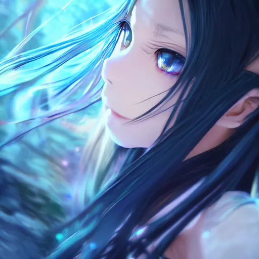 Prompt: advanced digital photograph, a anime girl traversing liminal space, full body, very long black hair, azure blue watery eyes, full round face, cinematic lighting, medium shot, mid-shot, highly detailed, trending on artstation, Unreal Engine 4k, Stanley Artgerm Lau, WLOP, Rossdraws, James Jean, Andrei Riabovitchev, Marc Simonetti, and Sakimichan