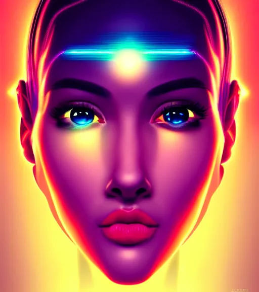 Image similar to symmetry!! latin princess of technology, solid cube of light, hard edges, product render retro - futuristic poster scifi, lasers and neon circuits, beautiful woman latin princess, intricate, elegant, highly detailed, digital painting, artstation, concept art, smooth, sharp focus, illustration, dreamlike, art by artgerm