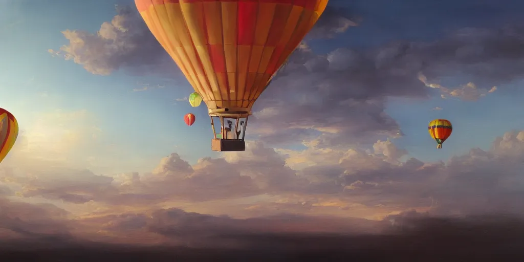 Prompt: a jacuzzi in a hot air balloon, cinematic lighting, detailed oil painting, hyperrealistic, 8k