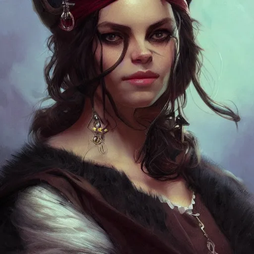 Image similar to portrait, cat person, black fur, pirate, doctor, pirate clothes, d & d, fantasy, intricate, elegant, highly detailed, digital painting, artstation, concept art, matte, sharp focus, illustration, art by artgerm and greg rutkowski and alphonse mucha