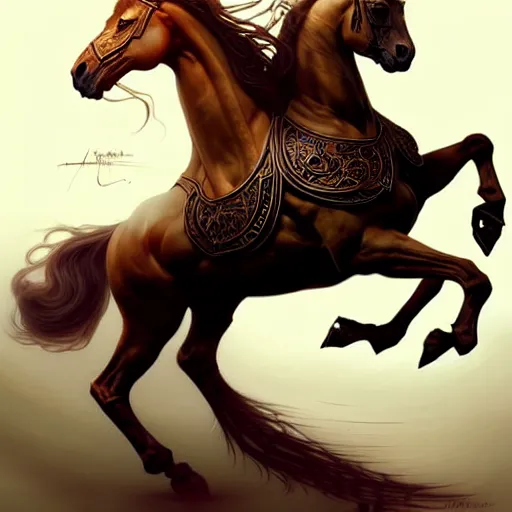 Image similar to Lionel Messi riding a majestic horse, D&D, fantasy, intricate, elegant, highly detailed, digital painting, artstation, concept art, matte, sharp focus, illustration, art by Artgerm and Greg Rutkowski and Alphonse Mucha