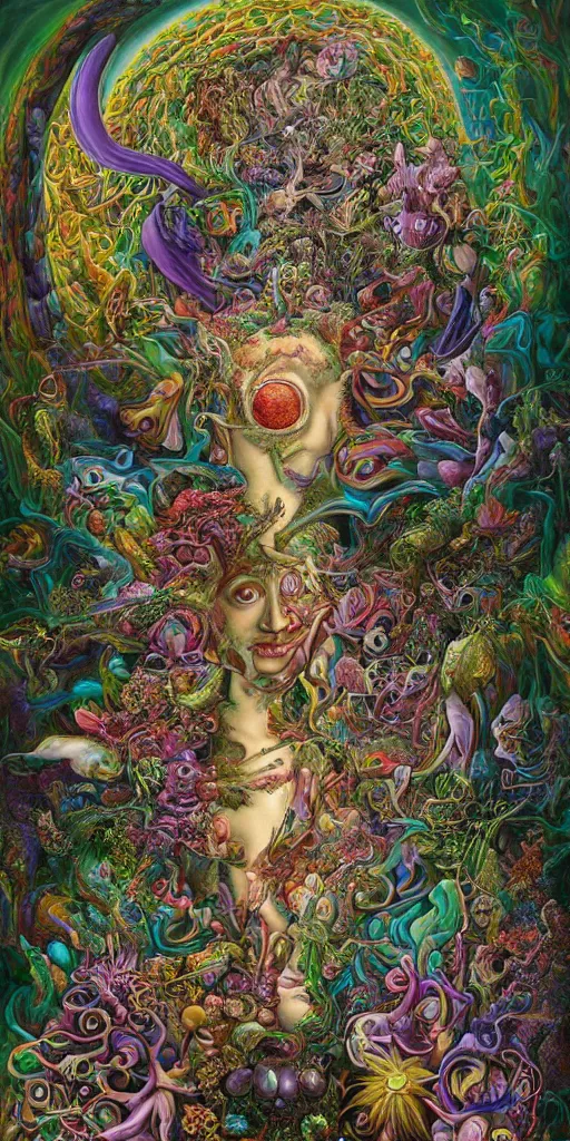 Prompt: a beautiful surrealist painting of the unknown realms of universal consciousness by hanna yata, geenss archenti flores, digital art