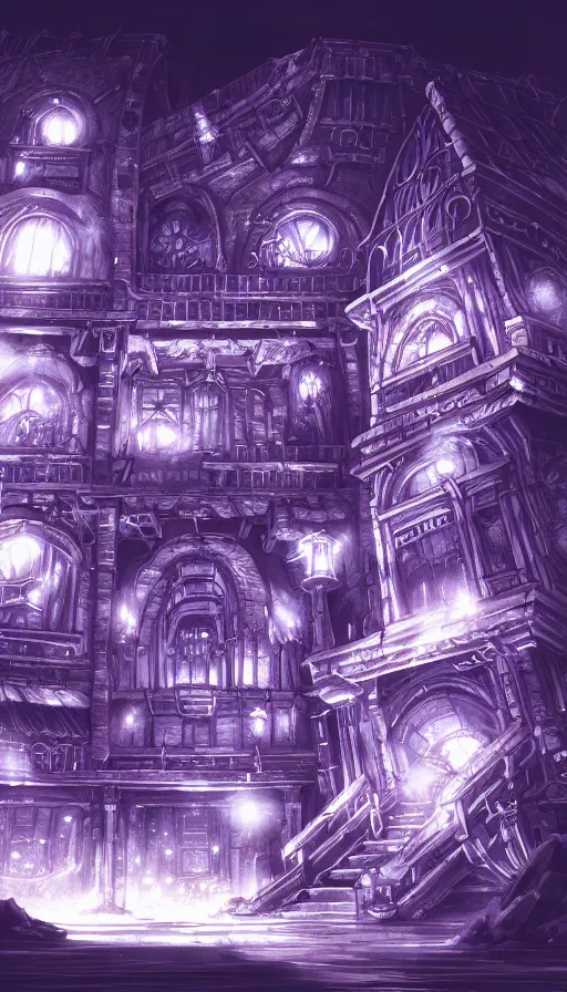 Image similar to a beautiful detailed anime illustration of architecture catacomb by zack snyder, at dusk uv light at winter alien gem at night fantasy elysian retro infrared poppy nightvision neon noir anime crystal dramatic lightning, archdaily, wallpaper, highly detailed, trending on artstation.