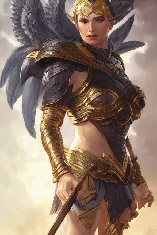 Image similar to amazon valkyrie athena, d & d, fantasy, portrait, highly detailed, headshot, digital painting, trending on artstation, concept art, sharp focus, illustration, art by artgerm and greg rutkowski and magali villeneuve