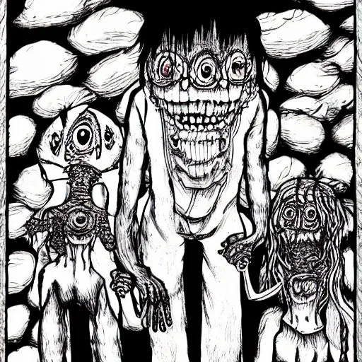 junji ito manga characters colorful, Stable Diffusion