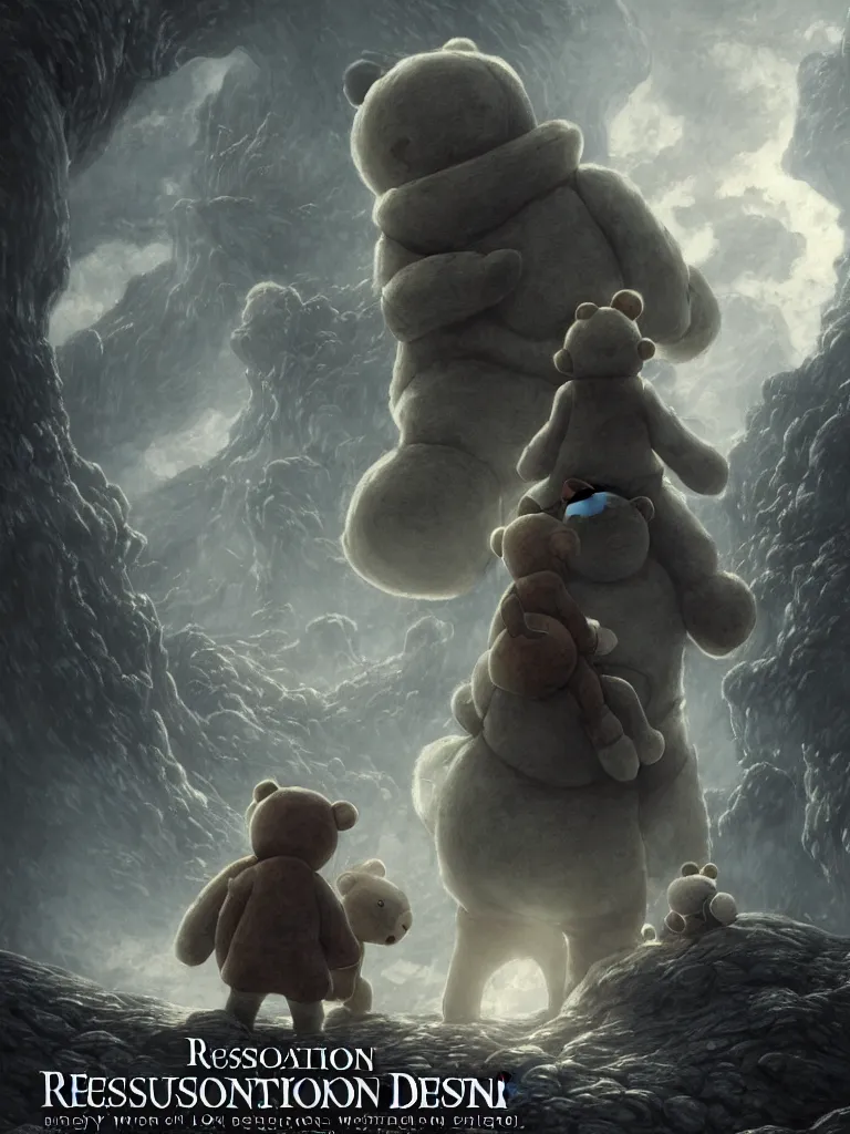 Prompt: resolution 4k worlds of loss and depression made in abyss design Akihito Tsukushi design body teddy bears fighting in the civil war war , battlefield darkness military drummer boy , desolated city ivory dream like storybooks, fractals , teddy bears , art in the style of and Oleg Vdovenko and Gustave dore and Akihito Tsukushi