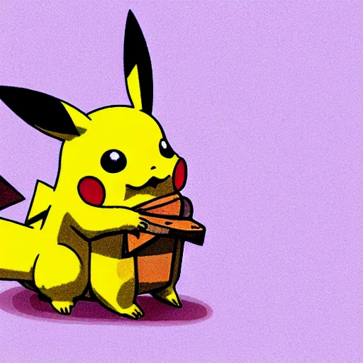 Prompt: Pikachu is eating an icecream