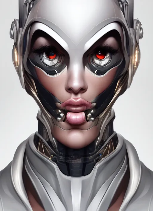 Prompt: portrait of a cyborg phoman by Artgerm, biomechanical, hyper detailled, trending on artstation