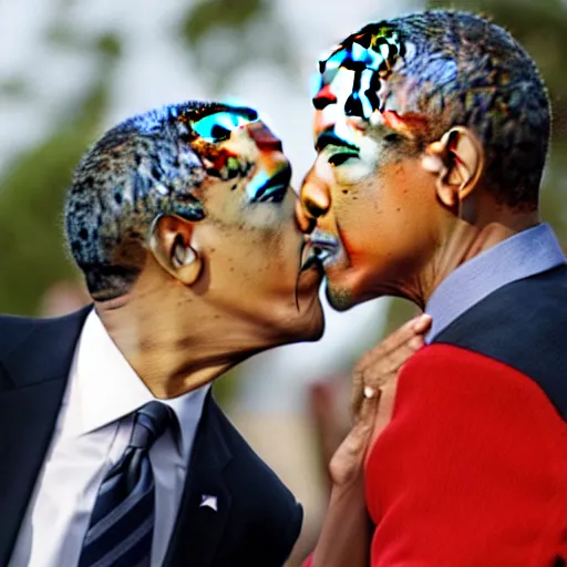 Prompt: obama kissing obama