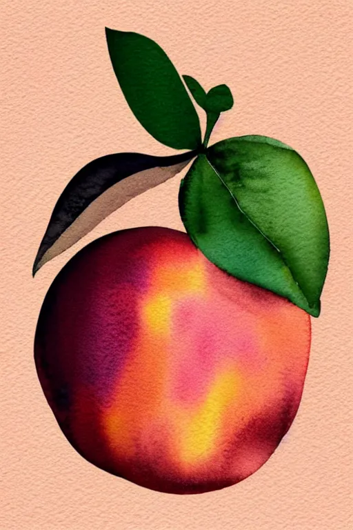 Image similar to minimalist watercolor art of a peach, illustration, vector art