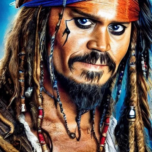 Image similar to jim carrey starring as jack sparrow in pirates of the caribbean. full body. oil on canvas. intricate. 8 k. highly professionally detailed. hdr. cgsociety