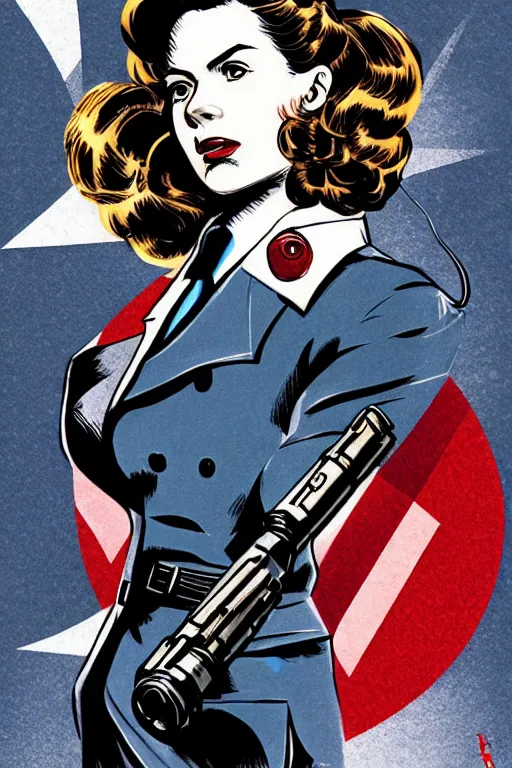 Image similar to Agent carter illustration concept art in the style of Amano, Yoshitaka