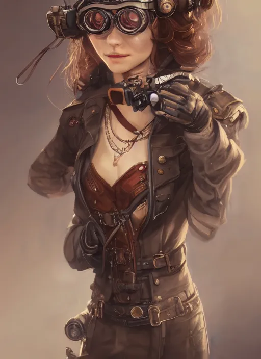 Image similar to girl, steampunk, goggles, pilot, portait, made by stanley artgerm lau, wlop, rossdraws, james jean, andrei riabovitchev, marc simonetti, yoshitaka amano, artstation