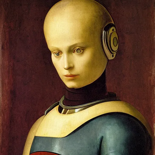 Prompt: a portrait of a female android by andrea del sarto