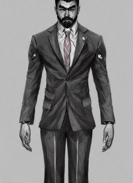 Image similar to a highly detailed illustration of serious short black haired asian man with goatee wearing suit, dramatic reading book pose, muscular, intricate, elegant, highly detailed, centered, digital painting, artstation, concept art, smooth, sharp focus, league of legends concept art, WLOP