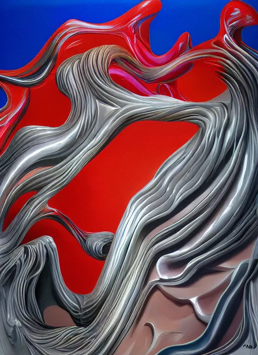 Prompt: an extremely high quality hd surrealism painting of a 3d perspective cast complimentary-colors cartoon surrealism melting optical illusion sculpture gallery by zaha hadid made of extremely beautiful molten lava cast glass sculptures by a much more skilled version of kandinskypicasso and salvia dali the third, salvador dali's extremely talented painter cousin, red, cast-glass, matte, light coming through, red hot, 8k, ultra realistic, very realistic, blood cells