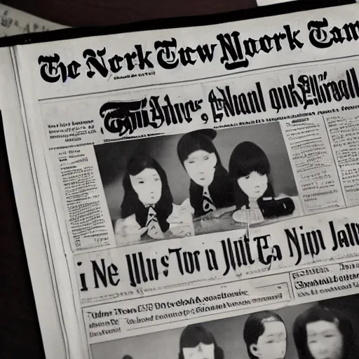 Prompt: the new york times newspaper talking about catgirls are living as spies for japan, photo copy, scanned from printer.