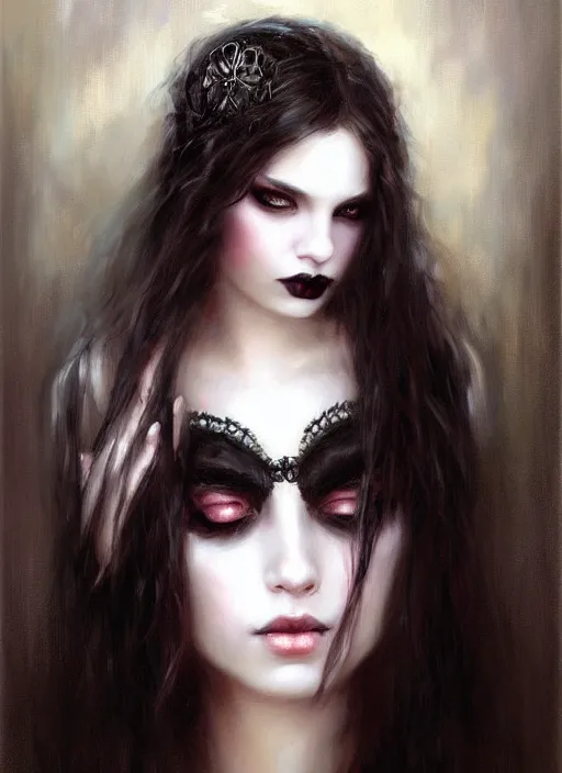 Prompt: gothic princess portrait. by casey baugh, by konstantin razumov