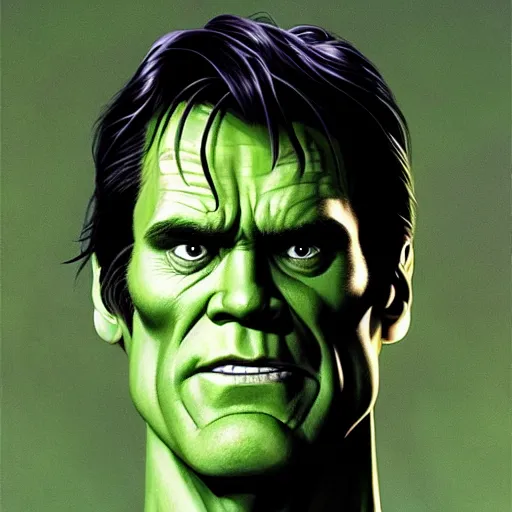 Image similar to jim carrey as the hulk by alex ross, greg rutkowski - h 7 6 8