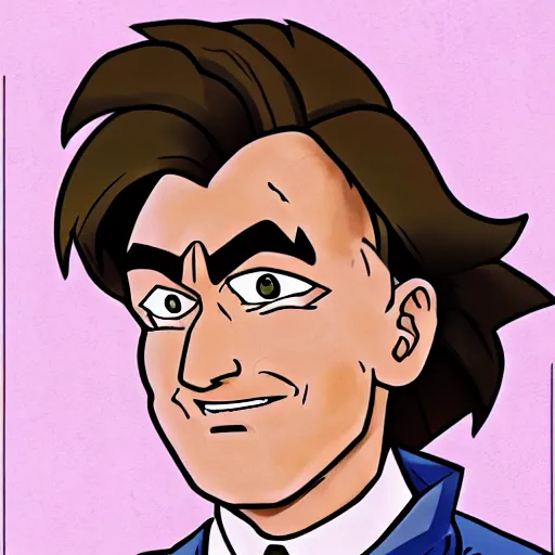 Image similar to cartoon portrait of saul goodman, drawn in the style of dragon ball z