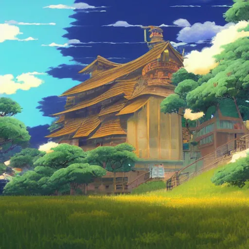 Image similar to gibli studio background anime style background painting, kazuo oga background, hayao miyazaki painting