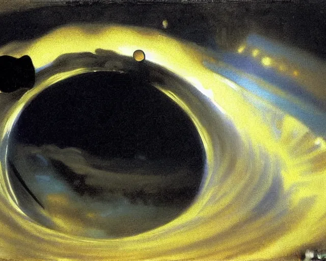 Image similar to painting of a black hole by John Singer Sargent