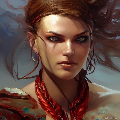 Prompt: a beautiful painting of a nord woman, by raymond swanland and jesper ejsing, featured on artstattion