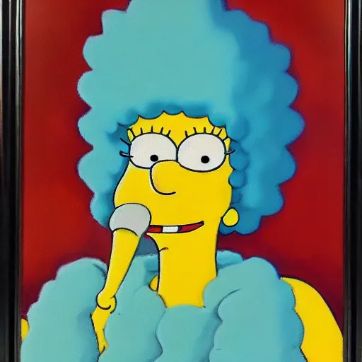 Prompt: marge simpson caucasian dmt historical oil painting