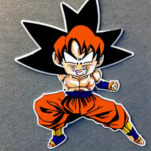 Image similar to die cut sticker, goku with a strawhat, splatter paint