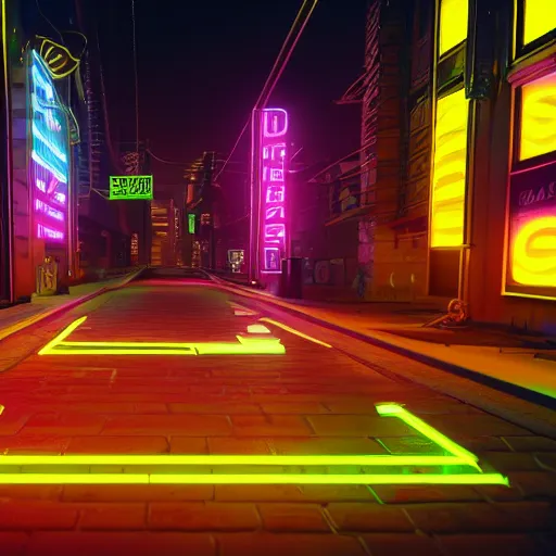 Prompt: a neon sign that say neon. cyberpunk street. night. 4K. Unreal engine. High definition render