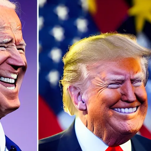 Prompt: joe biden laughing maniacally while donald trump cries in the background