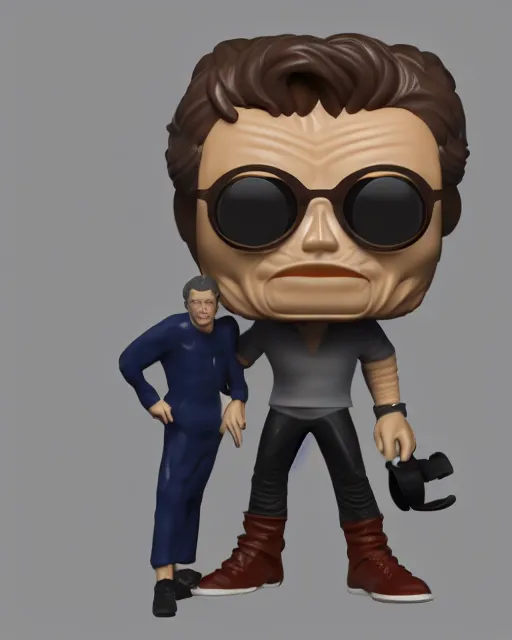 Image similar to full body 3d render of willem dafoe as a funko pop, studio lighting, white background, blender, trending on artstation, 8k, highly detailed