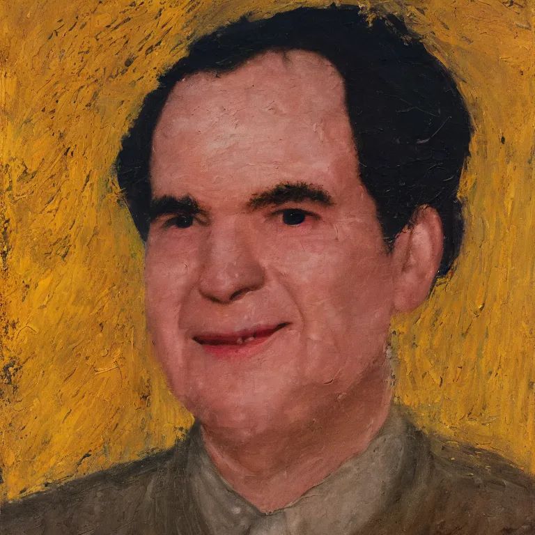 Image similar to Beautiful warmly lit close up studio portrait of young teenage Richard Nixon sweetly smiling, impasto oil painting heavy brushstrokes by Cy Twombly and Anselm Kiefer , trending on artstation dramatic lighting abstract Expressionism