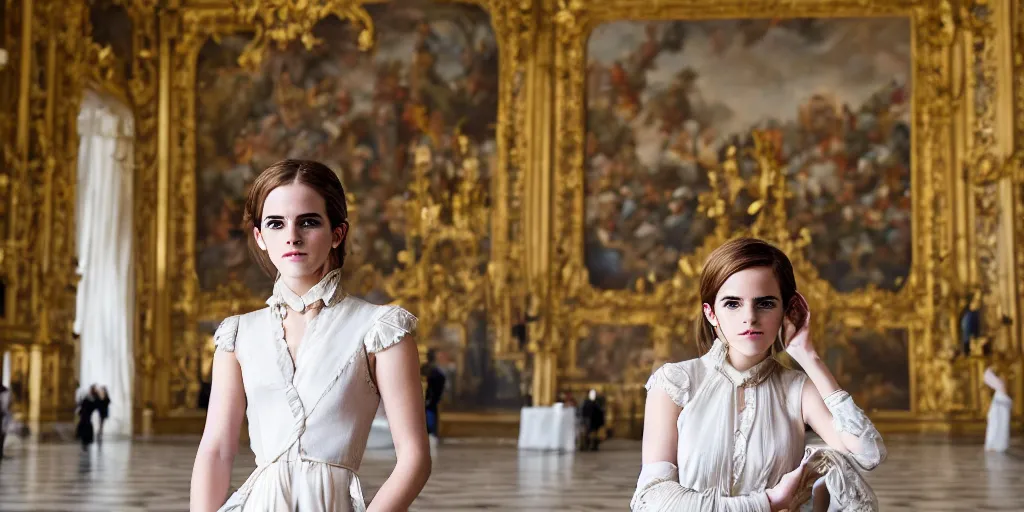 Prompt: Emma Watson portrait Palace of Versailles canon 5d mk4