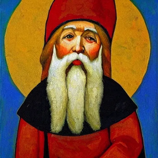 Image similar to gnome heaven iconic painting by andrey rublev