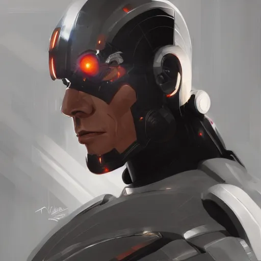 Image similar to cyborg, ilustration, by mike redman, by roman muratkin, by beto garza, artstation