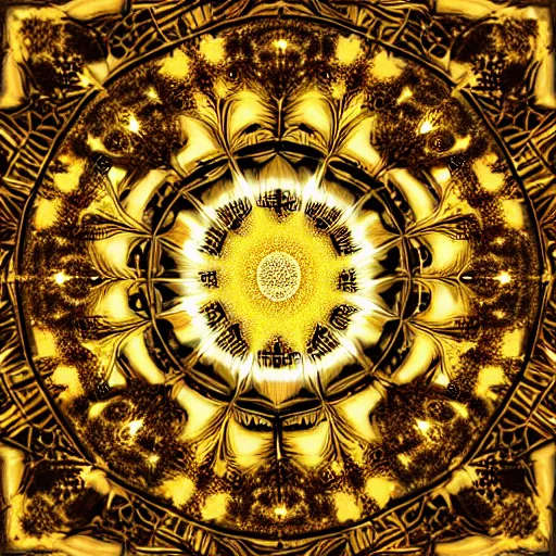 Prompt: golden fractals that reveal the soul