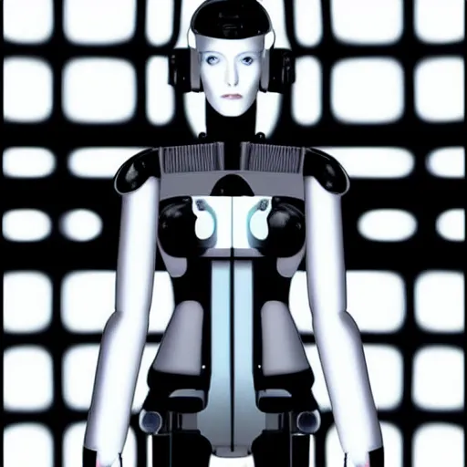 Image similar to portrait of female android, from a christopher nolan movie