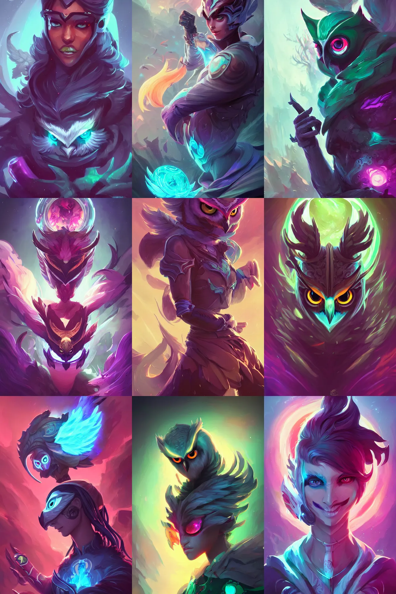 Prompt: owl portrait, league of legends wild rift hero champions arcane magic digital painting bioluminance alena aenami artworks in 4 k design by lois van baarle by sung choi by john kirby artgerm style pascal blanche and magali villeneuve mage fighter assassin