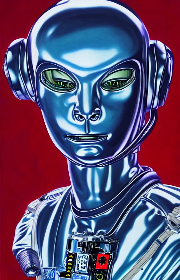 Prompt: portrait of an astronaut, alien, in the style of hajime sorayama