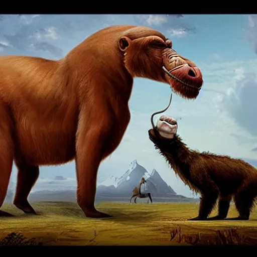 Image similar to a centaur made out of a monkey and a walrus