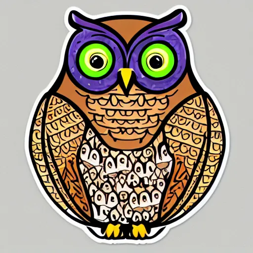 Prompt: owl sticker illustration