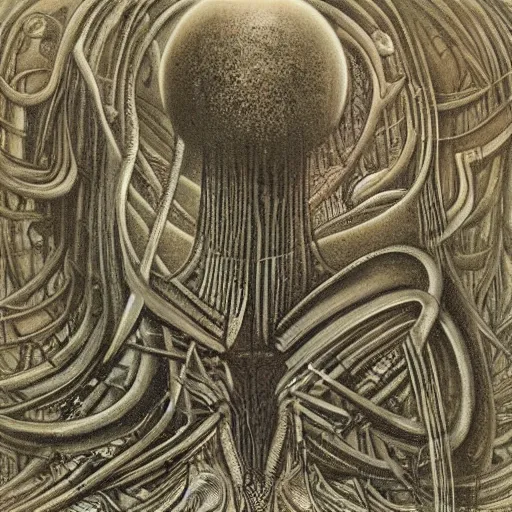 Prompt: an organic landscape, by h.r Giger, large sense of scale